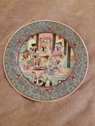 Chinese Rare 19th Century Plate With Warriors And Wise Men.