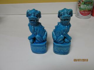 Antique Pai Chinese Turquoise Blue Porcelain Foo Dog Hong Kong