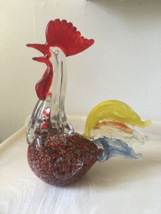 Art Glass Hand Blown Art Glass Rooster 10”tall