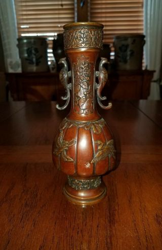 Antique Japanese Meiji Period Bronze Vase in 5