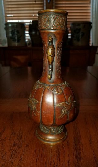 Antique Japanese Meiji Period Bronze Vase in 6