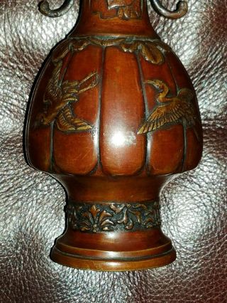 Antique Japanese Meiji Period Bronze Vase in 8
