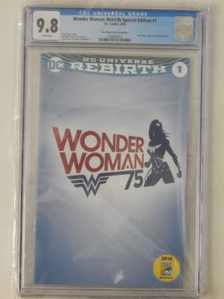 Wonder Woman: Rebirth 1 Sdcc Panel Variant Cgc 9.  8