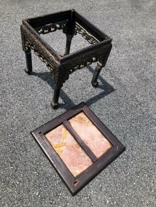 ANTIQUE Qing Dynasty CHINESE CARVED ROSEWOOD & MARBLE TABLE 3