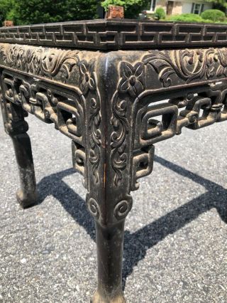 ANTIQUE Qing Dynasty CHINESE CARVED ROSEWOOD & MARBLE TABLE 6