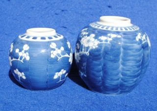 2 1900 ANTIQUE CHINESE PORCELAIN BLUE AND WHITE PRUNUS BLOSSOM GINGER JARS 2