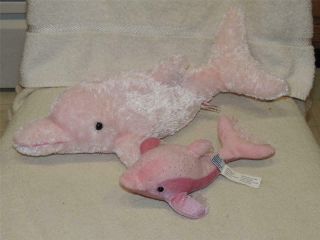 2 Plush Pink Aurora Dolphin Porpoise Dollyphin And Amazonian 9 " 12 " Stuffed