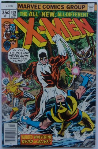 X - Men 109 (feb 1978,  Marvel),  Fn - Vfn,  1st App Weapon Alpha (becomes Vindicator)