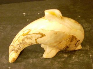 Hand Carved Dolphin Figurine Quartz,  Marble,  Feldspar,  Agate? (q8)