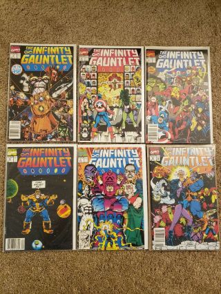 Infinity Gauntlet Comic Books 1 - 6 Nm,  Complete Set,  7 Comics,  Most Are Newstand