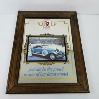 Vintage Art Deco Wall Bar Car Mirror Rolls Royce Ghost Glass Picture 13 " X 10 "