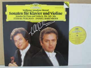 415 102 - 1 Dg Signed Itzhak Perlman/barenboim Mozart Piano & Violin Sonatas Lp