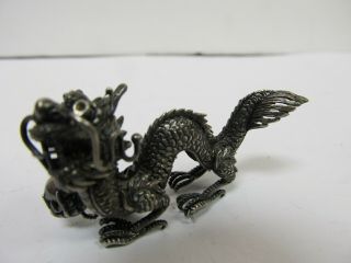 China Sterling Silver Miniature Dragon Figure 2 3/8” L V Good Cond