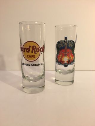 2 X Hard Rock Cafe Shot Glass - Surfers Paradise (1 X Ltd Edition) - Rare