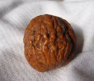 Antique Chinese Hand Carved Walnut Shell