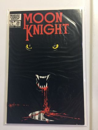 Moon Knight 29 All Black Cover Htf Classic Wolf 1982