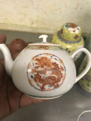 Chinese Antique Famille Rose Porcelain Teapot QianLongMark 3