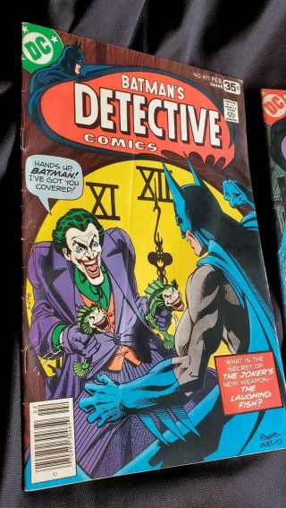 Batman ' s Detective Comics 475,  476 1978 Laughing Fish Sign Of The Joker Comics 2
