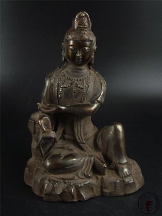 Large Old Chinese Tibet Bronze Made Tibetan Kwanyin Statue