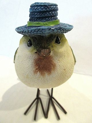 Chickadee Bird Bird Wearing A Blue Straw Hat