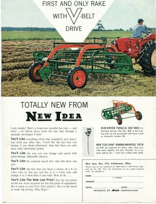 1962 Idea 400 Parallel Bar Rake Tractor Implement Print Ad
