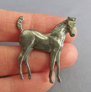 3d Vintage Sterling Equestrian Bronco Stallion Horse Pin Brooch