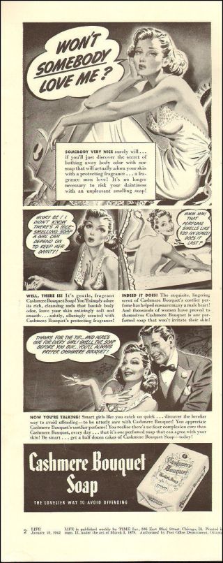 1940 Vintage Ad Cashmere Bouquet Soap Art,  Pinup Girl In Bath & Lingerie 092017