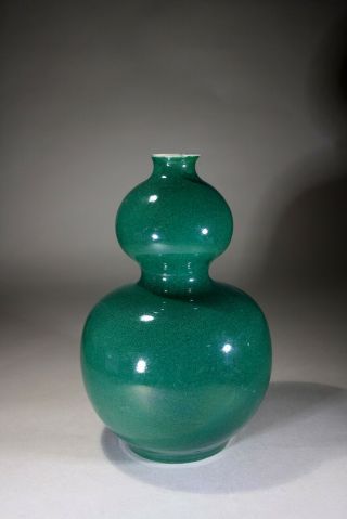 Antique Chinese Green Glazed Double Gourd Vase -