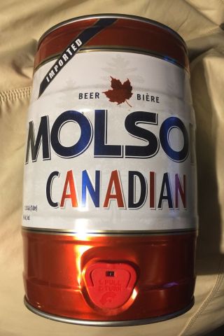 Molson Canadian Beer Barrel " 1.  3 Gallon " Large Steel Beer Keg Toronto Canada