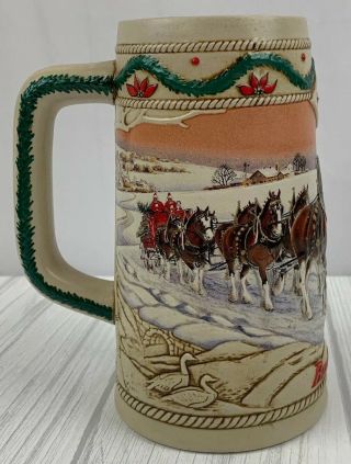 1996 Budweiser Beer American Homestead Drinking Holiday Collectible Mug Stein