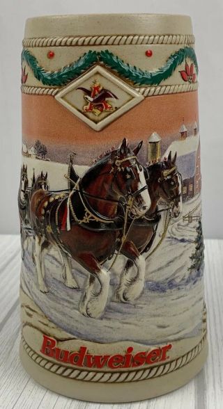 1996 Budweiser Beer American Homestead Drinking Holiday Collectible Mug Stein 2