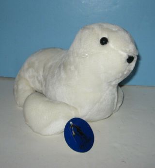 Older 1989 Sea World Stuffed Plush White Seal Pup 10 " Mascot Animal Pal