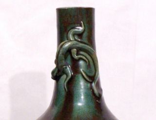 Chinese Ming Dynasty Shiwan Flambe Bottle vase with two molded Chilong on Neck 3