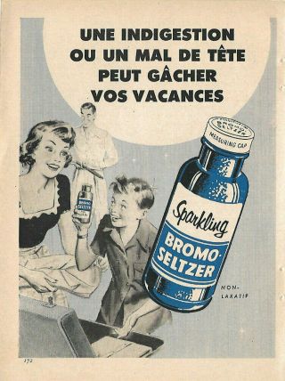 1953 Sparkling Bromo - Seltzer Ad In French