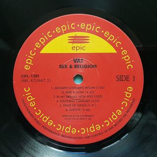 Steve Vai ‎ - Sex & Religion ' 93 korea vinyl lp Edited 10 Trax EX,  to NM - / NM 5