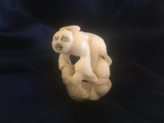 Old Antique Chinese Hand Carved White Jade Figurine