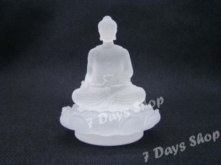 Crystal Statue Colored Glaze Liu Li Glass Chinese Buddha Shakyamuni Amitabha