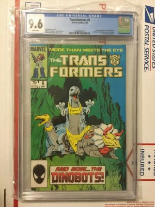 Transformers 8_cgc 9.  6_1st Full Dinobots _1985_white Pages