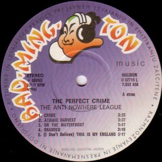 ANTI NOWHERE LEAGUE – THE PERFECT CRIME BRITISH PUNK WAVE LP VINYL M/ EX 3