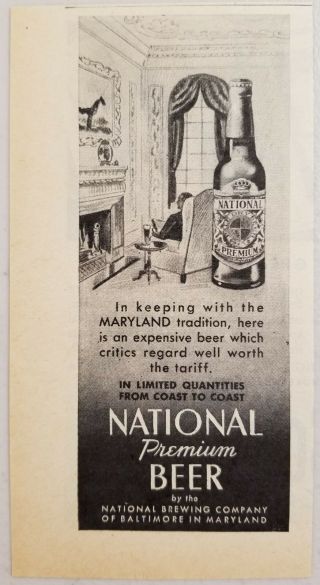 1945 Print Ad National Premium Beer Made In Baltimore,  Maryland