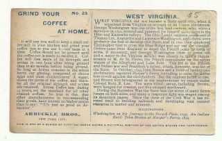 Vintage Arbuckle Bros.  Coffee advertising cards: West Virginia 2