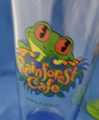 RARE Set of 3 Rainforest Cafe Orlando Beer Glasses Red - Eyed Treefrog Logo Design 2