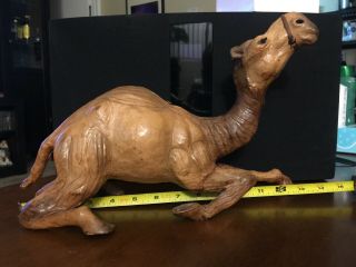 Vintage Large Leather Wrapped Camel Figure.  Statue Laying Down.