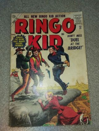 Ringo Kid 21 1957 Golden Age Atlas Marvel Comics Western Joe Maneely Cover Art