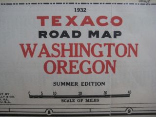 1932 TEXACO Road Map WASHINGTON OREGON Seattle Portland Spokane Tacoma 3