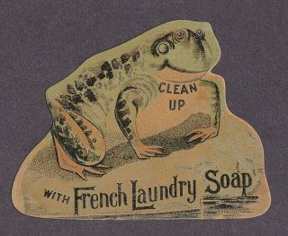 French Laundry Soap Die Cut Victorian Trade Card Frog Ri