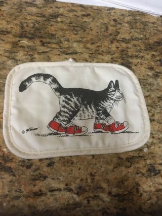 80s B.  Kliban Cat With Red Sneakers Potholder 9 - 1/2 " X 7 "