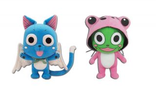 Real Set Of 2 Ge Fairy Tail - Happy (6968) & Frosch (52934) Exceed Plush Dolls