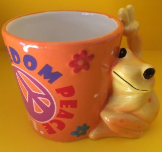 Ceramic Mug Peace Frogs " Freedom Peace&love " Coffee Tea Cup Westland - No Box