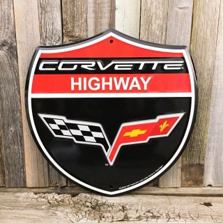 Corvette Highway Shield Chevrolet Chevy 12 " Metal Tin Sign Garage Emblem